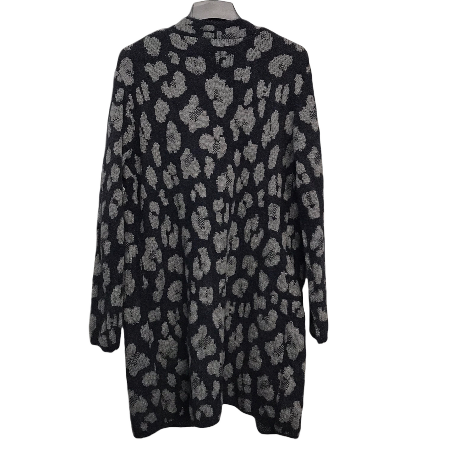 Sweater Cardigan By Nine West In Black & Grey, Size: 2x