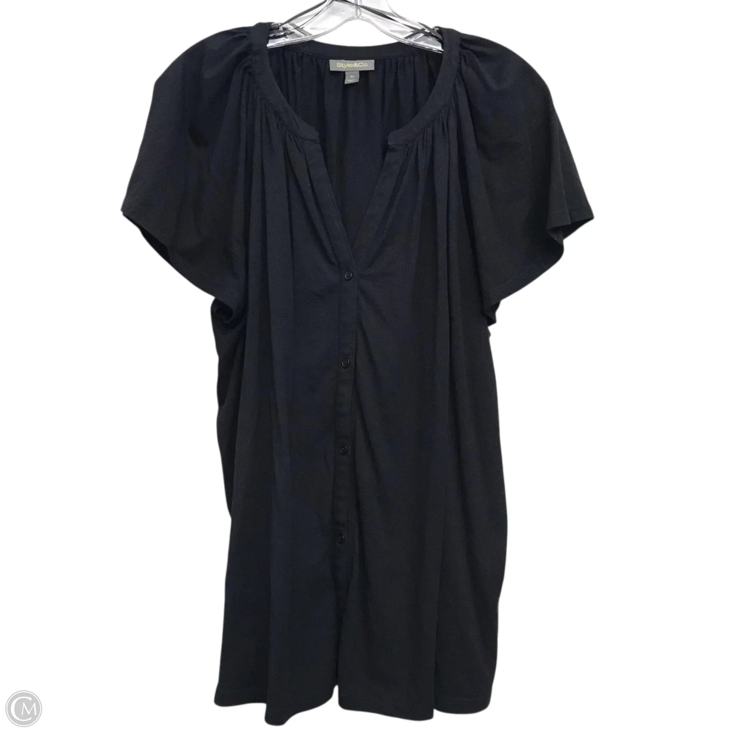 Top Short Sleeve By Style And Company In Black, Size: 3x