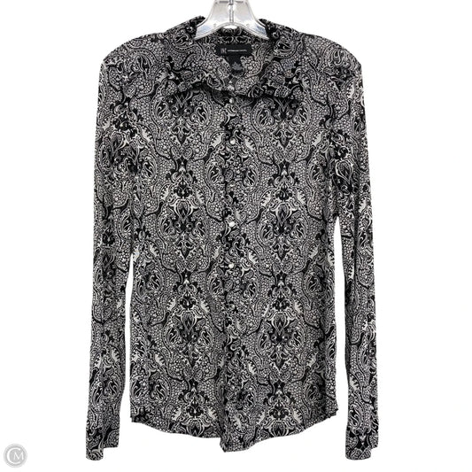 Top Long Sleeve By Inc In Black & White, Size: L