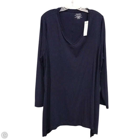 Top Long Sleeve Basic By Chicos In Navy, Size: Xl