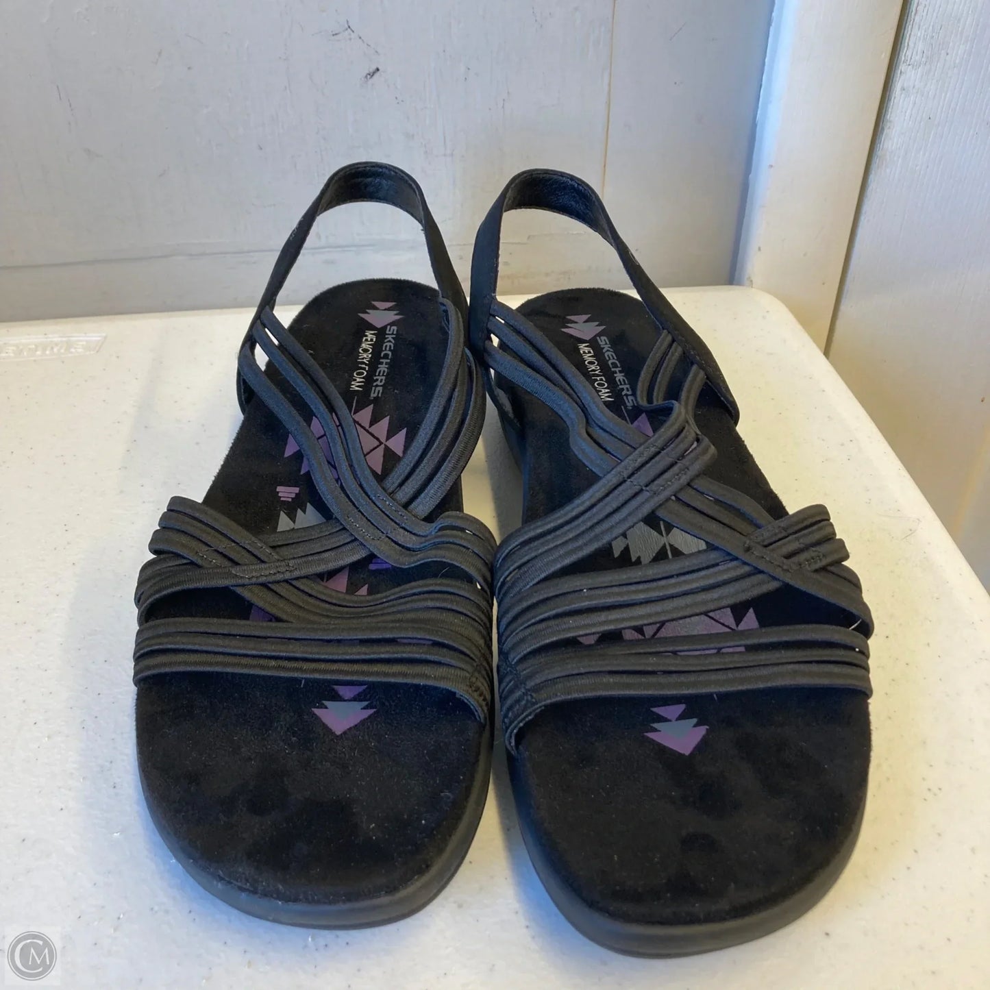 Sandals Heels Wedge By Skechers In Black, Size: 11