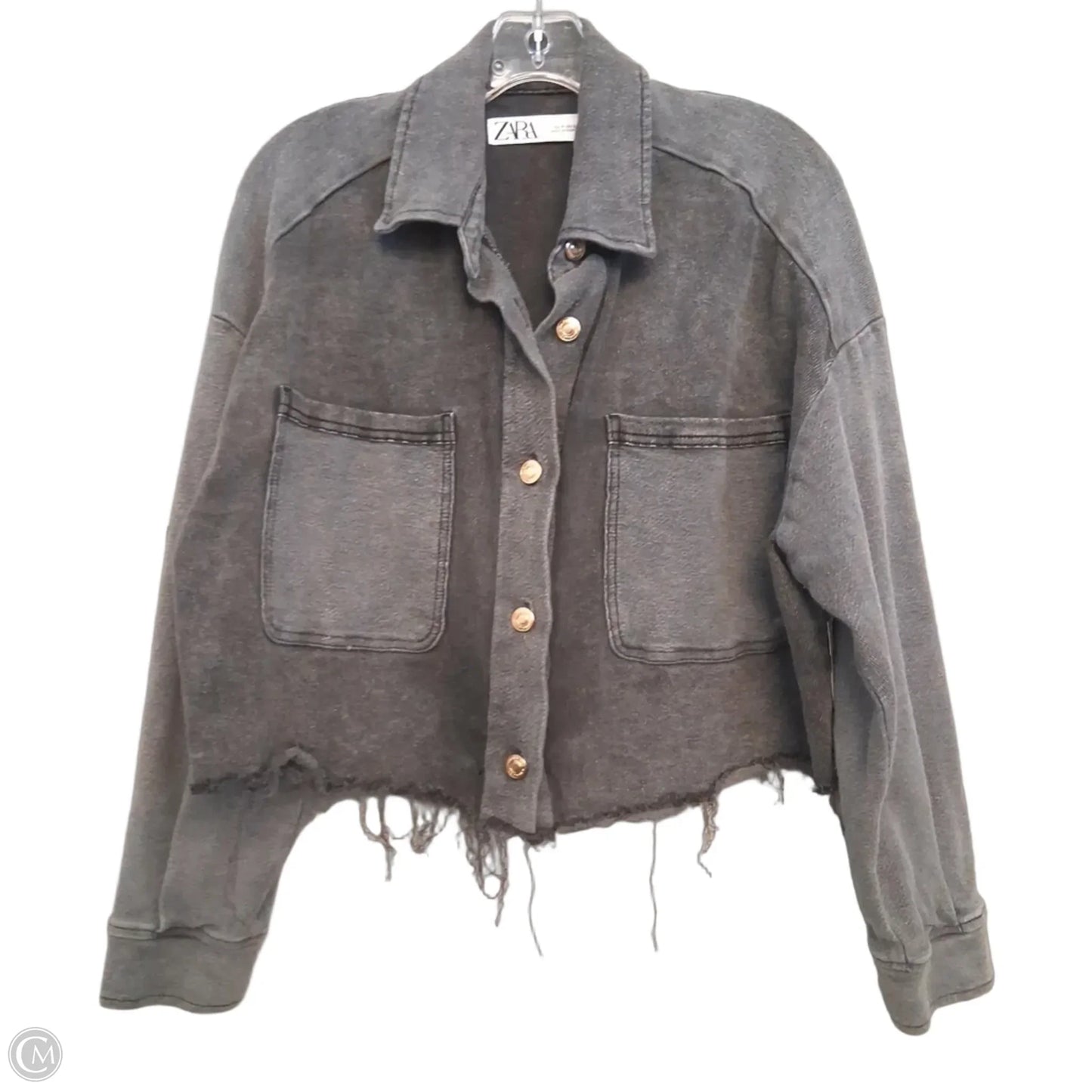 Jacket Denim By Zara In Gray Denim, Size: S