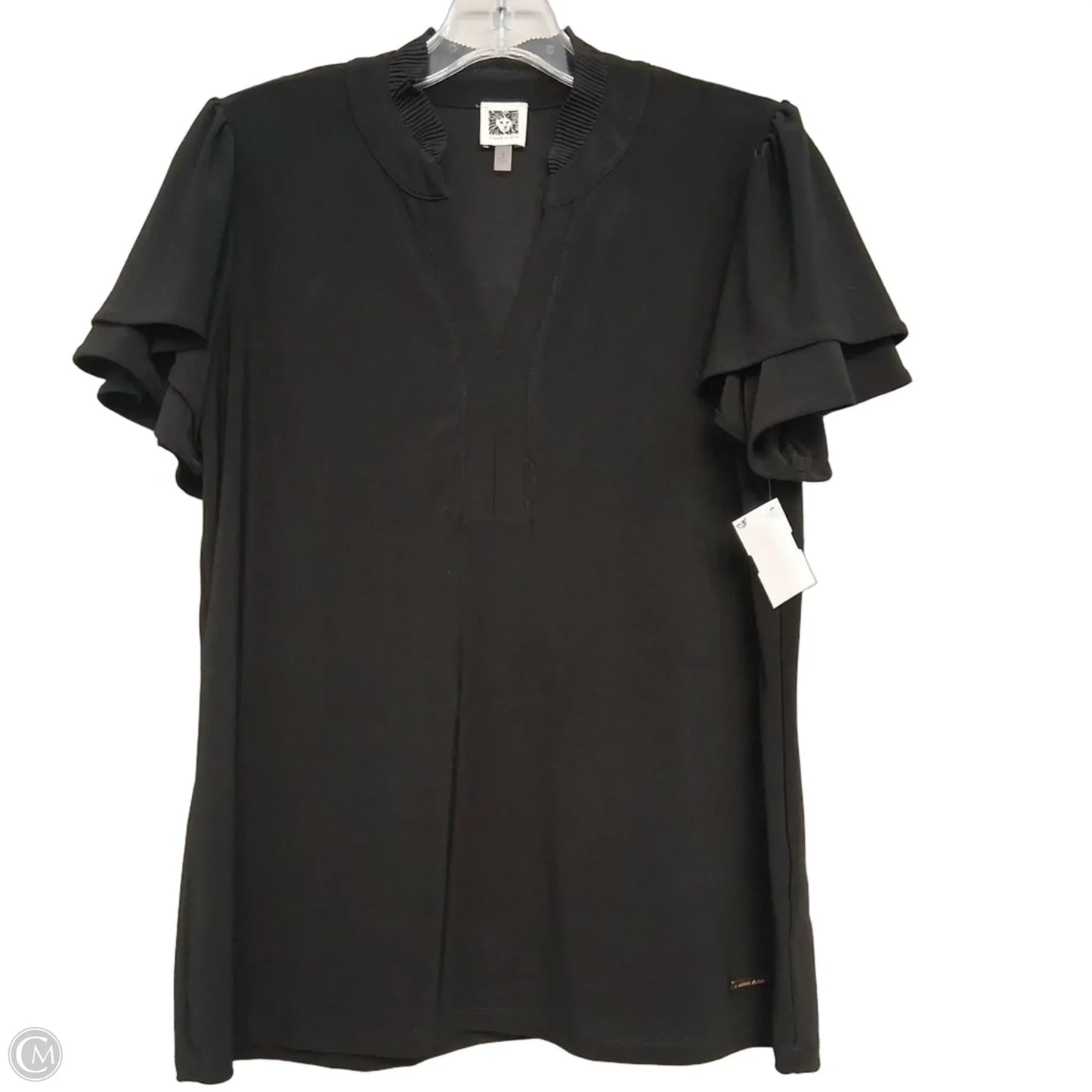Top Short Sleeve By Anne Klein In Black, Size: M