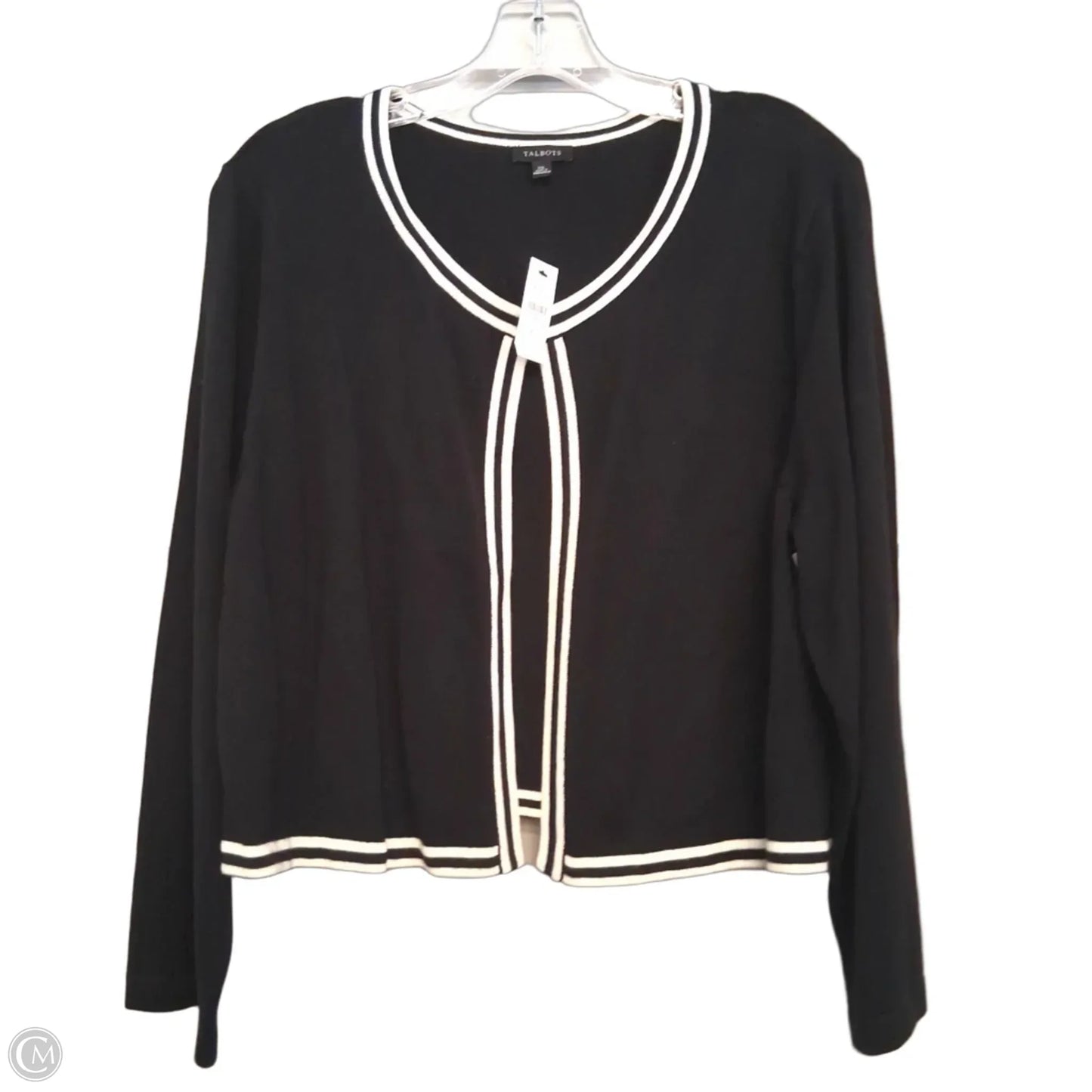 Sweater Cardigan By Talbots In Black & White, Size: Xl