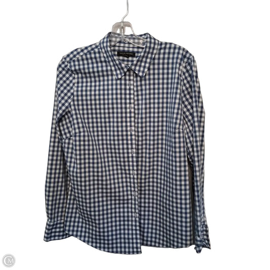 Top Long Sleeve By Banana Republic In Checkered Pattern, Size: M