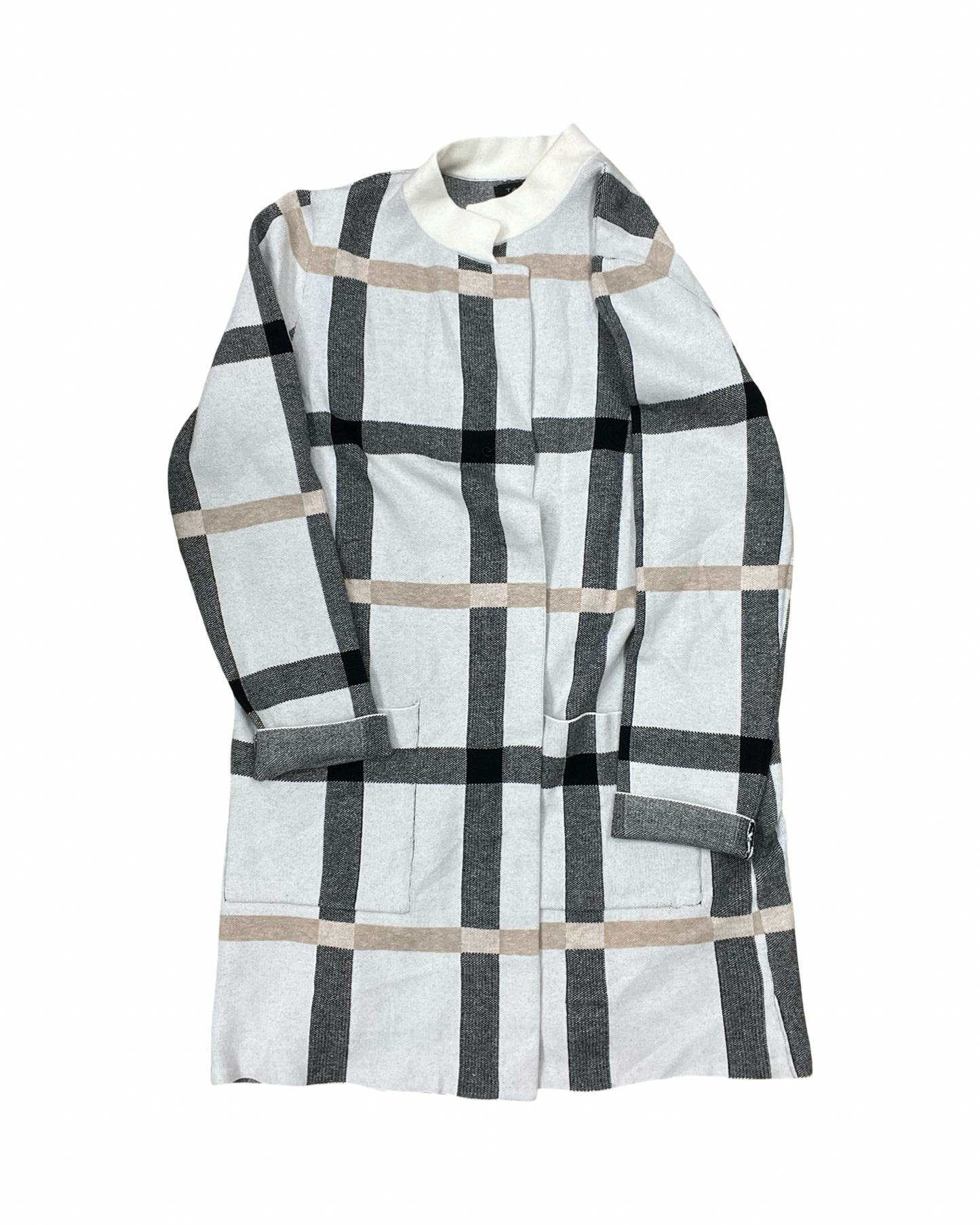 Sweater Cardigan By Tahari In Cream & Tan, Size:L