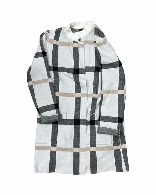 Sweater Cardigan By Tahari In Cream & Tan, Size:L