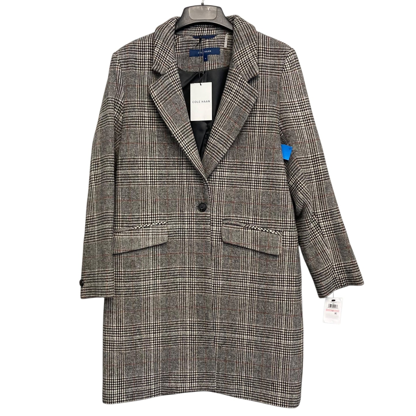 Coat Wool By Cole-Haan In Black & Red, Size:M