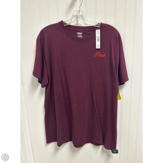 Top Short Sleeve By Pink In Maroon, Size: L