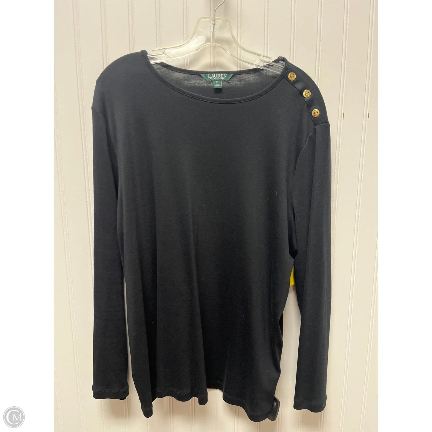Top Long Sleeve Basic By Lauren By Ralph Lauren In Black, Size: 2x