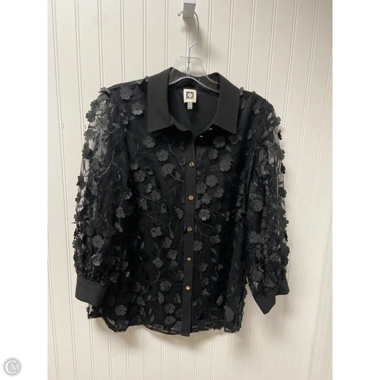 Top Long Sleeve By Anne Klein In Black, Size: M