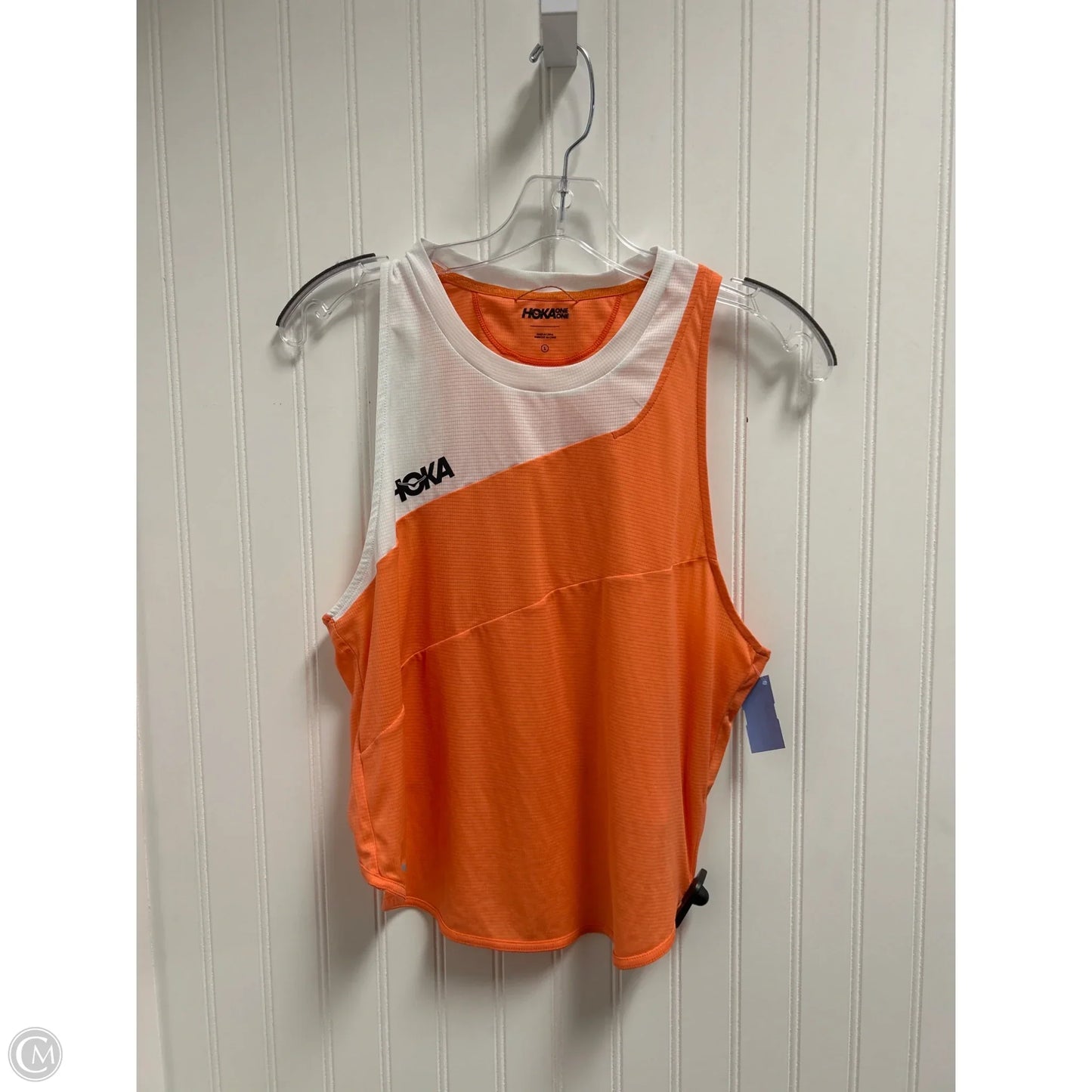 Athletic Tank Top By Hoka In Orange & White, Size: L