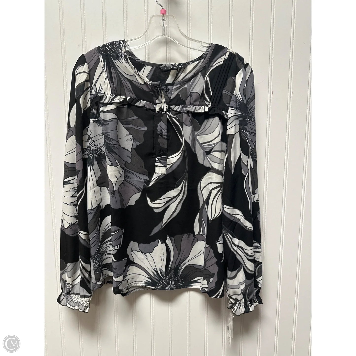 Top Long Sleeve By Zac And Rachel In Black & White, Size: M