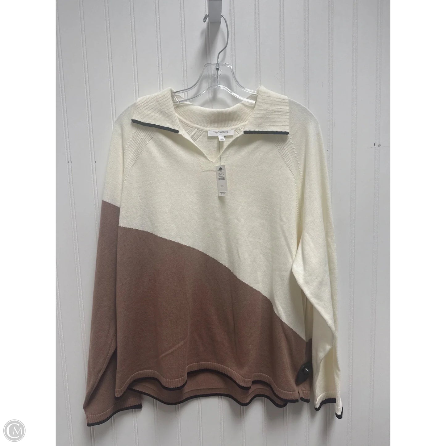Sweater By Talbots In Brown & Cream, Size: Xl