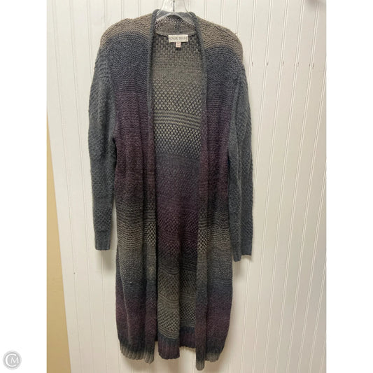Sweater Cardigan By Knox Rose In Grey & Purple, Size: 2x