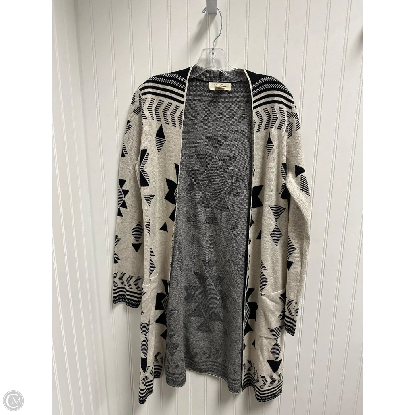 Sweater Cardigan By Jessica Simpson In Black & Cream, Size: M