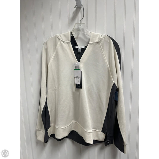 Sweatshirt Hoodie By Cable And Gauge In Cream & Grey, Size: L