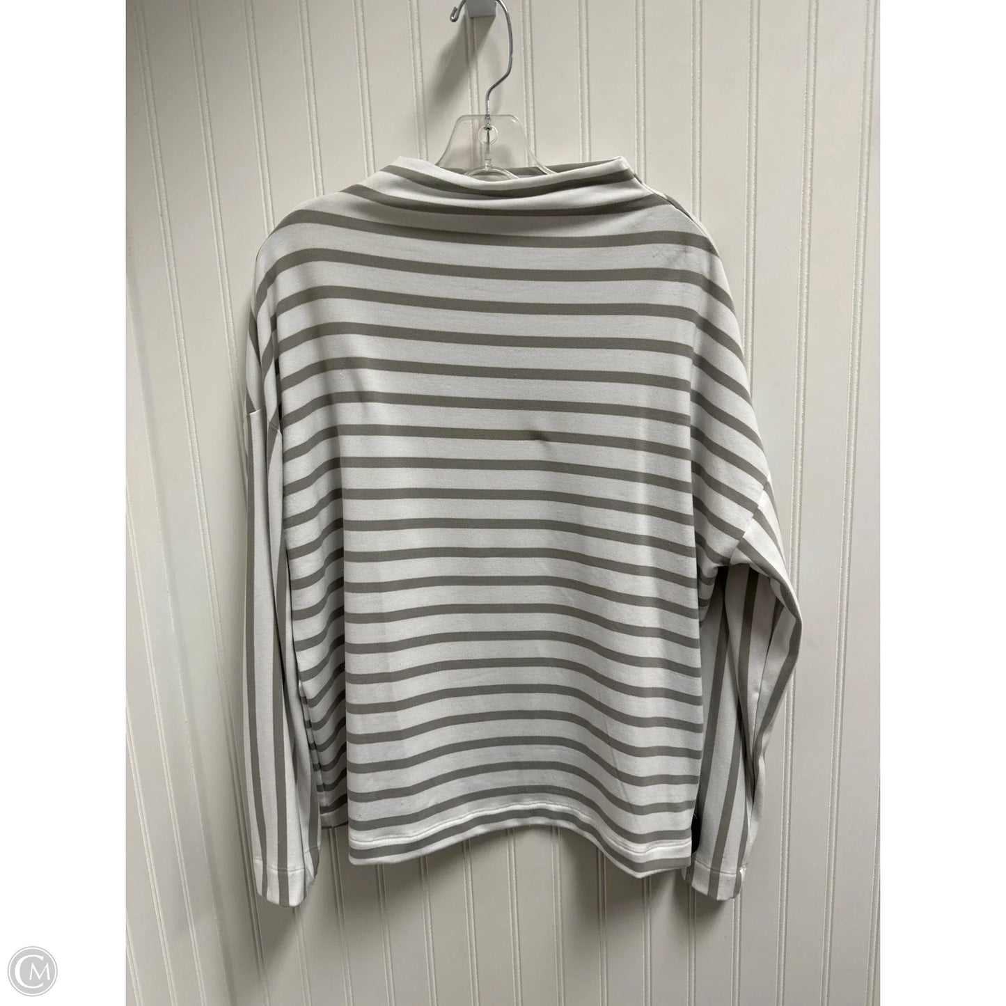 Top Long Sleeve By Cable And Gauge In Grey & White, Size: L