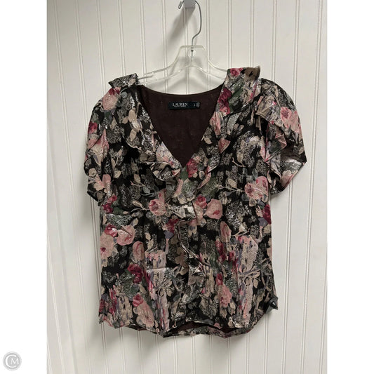 Top Short Sleeve By Lauren By Ralph Lauren In Floral Print, Size: L