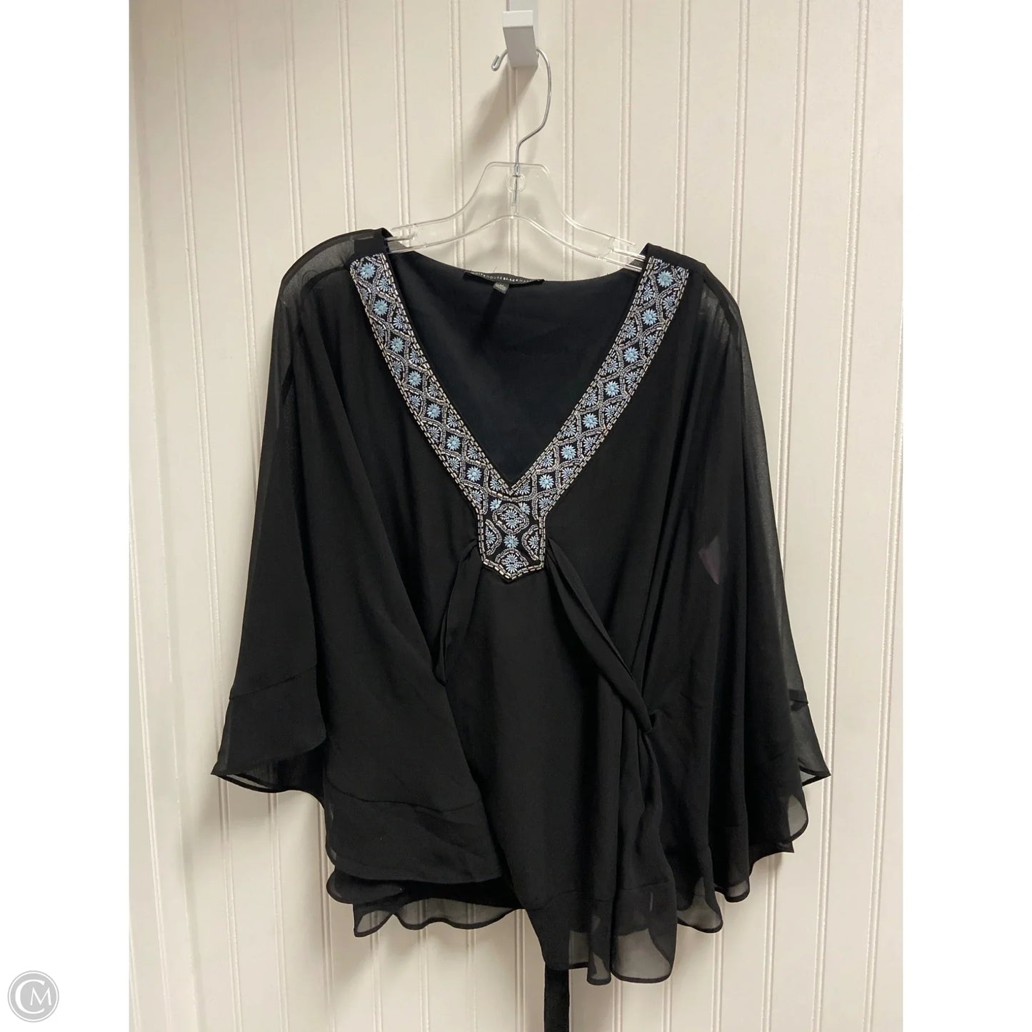 Top Short Sleeve By White House Black Market In Black & Blue, Size: M