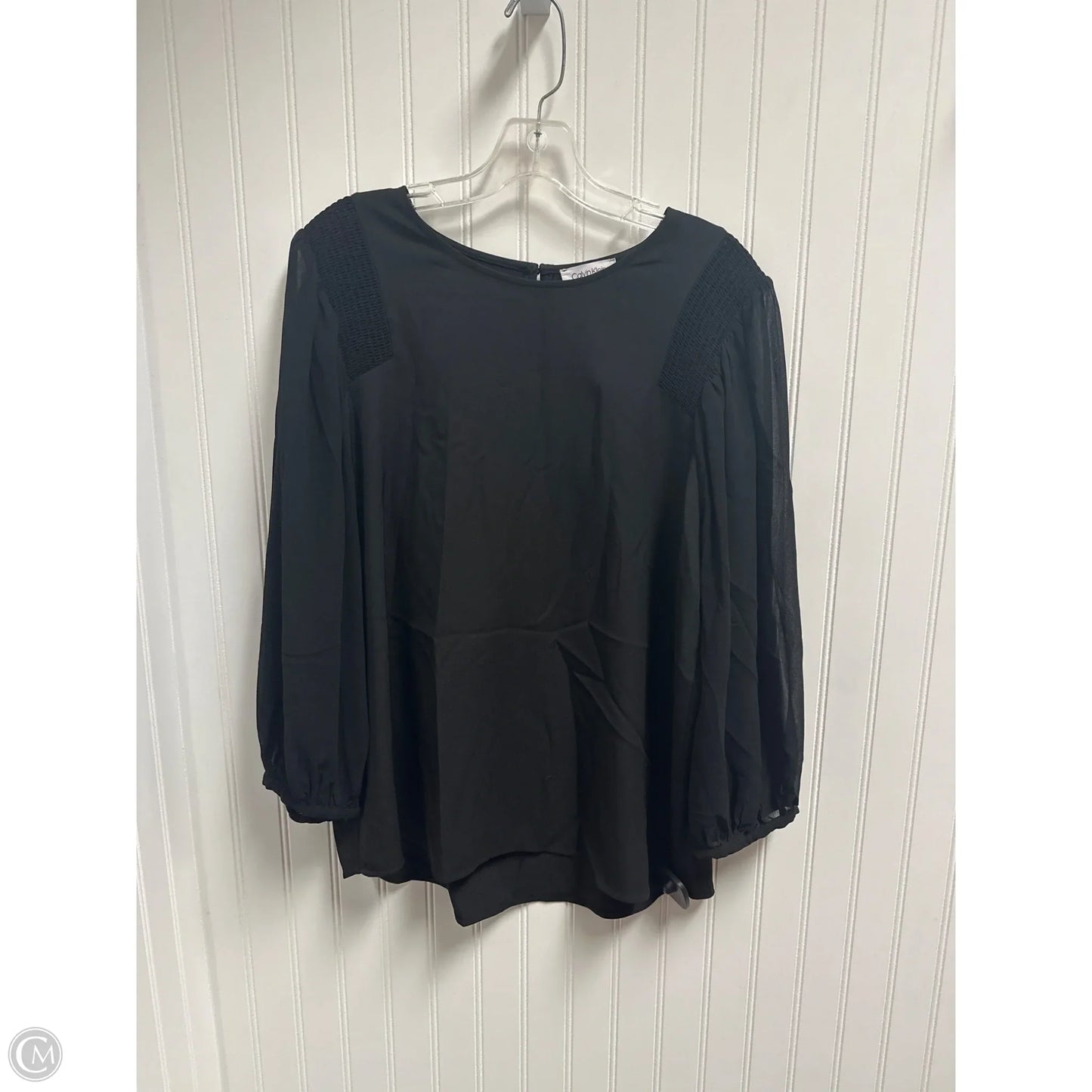 Top Long Sleeve By Calvin Klein In Black, Size: L