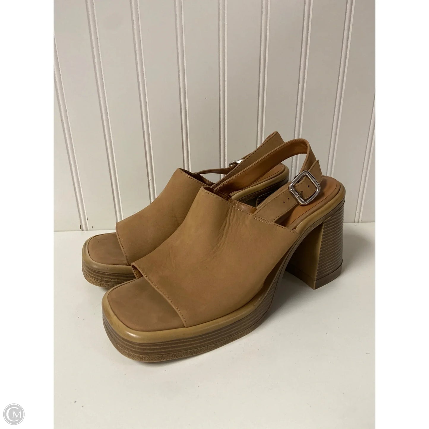 Sandals Heels Block By Steve Madden In Tan, Size: 9.5
