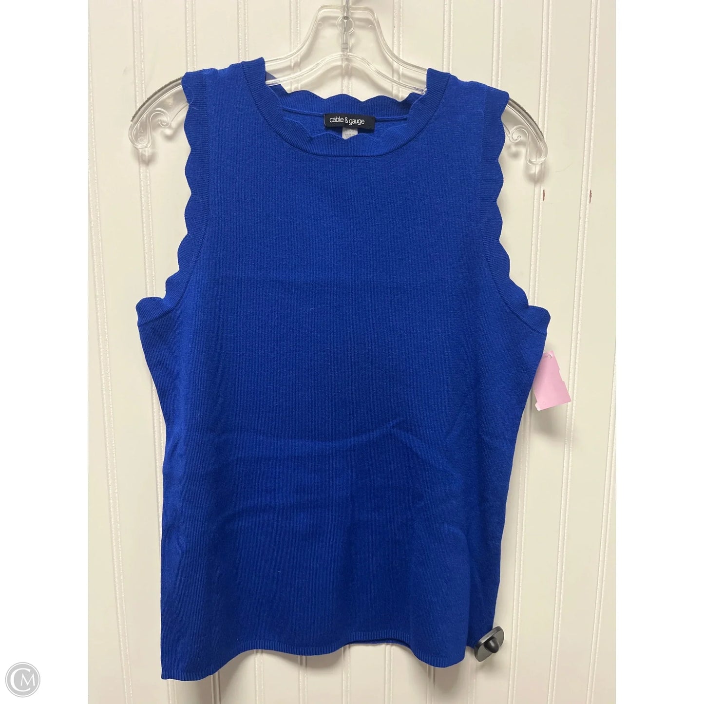 Sweater Short Sleeve By Cable And Gauge In Blue, Size: L