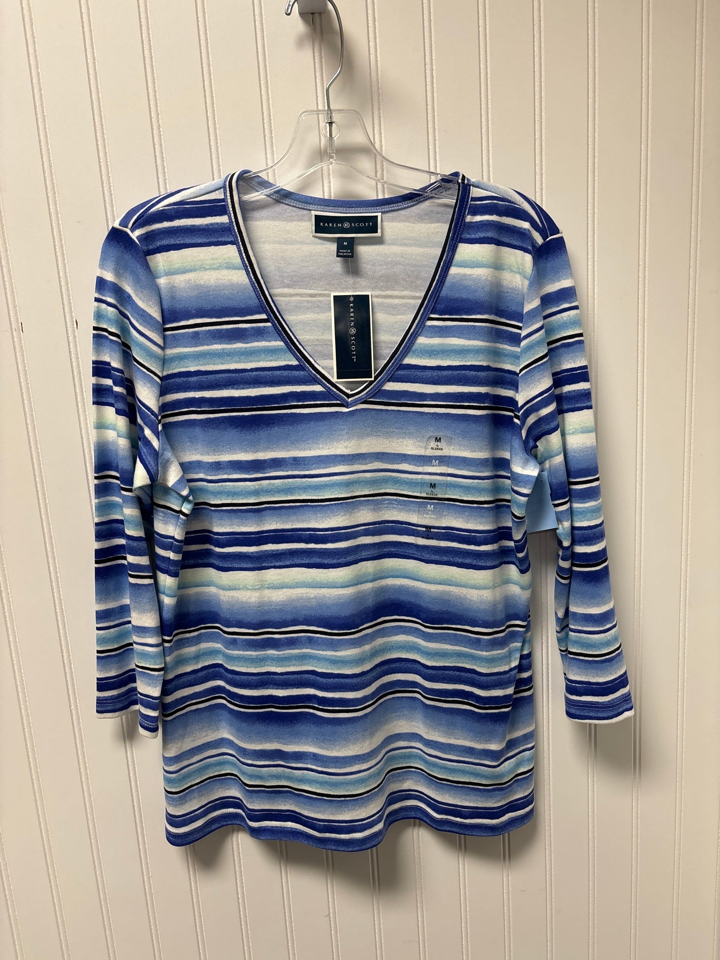 Top Long Sleeve By Karen Scott In Blue, Size: M