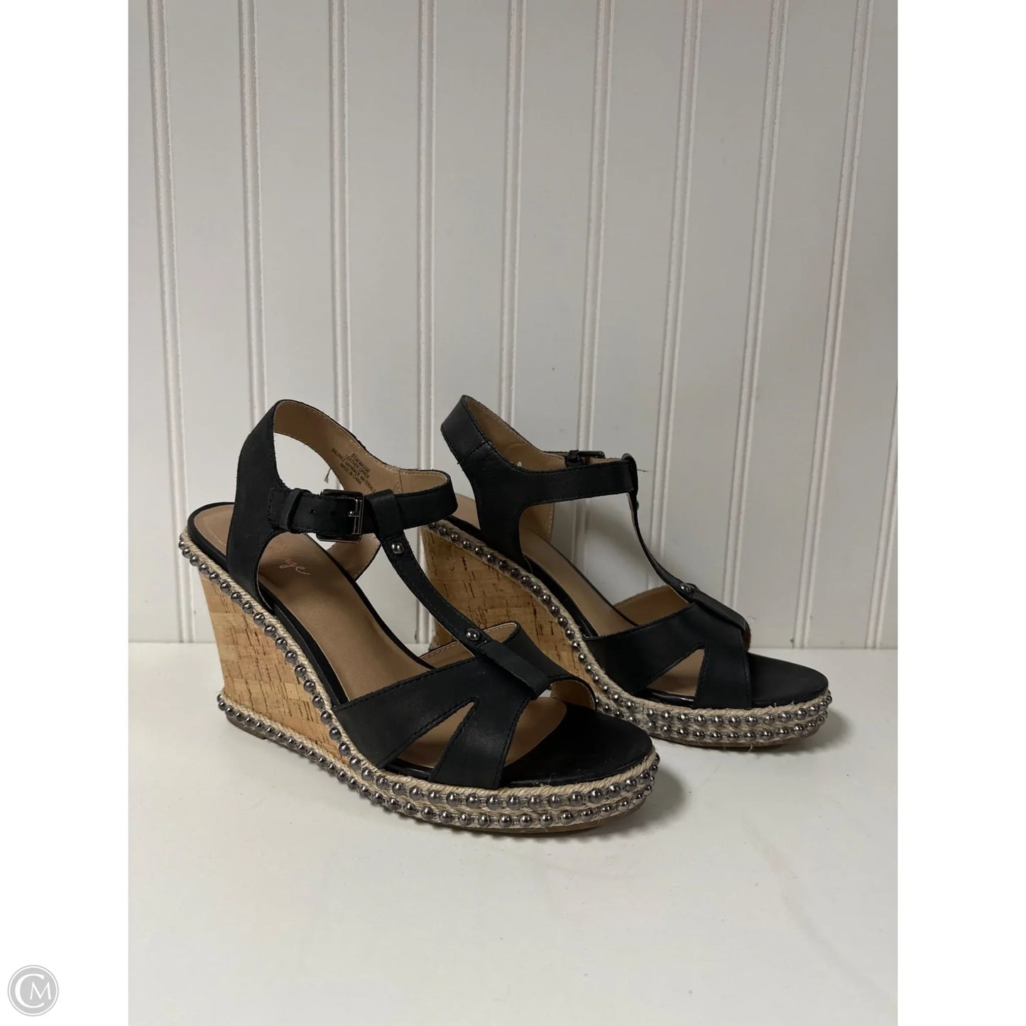 Sandals Heels Wedge By Crown Vintage In Black, Size: 8.5