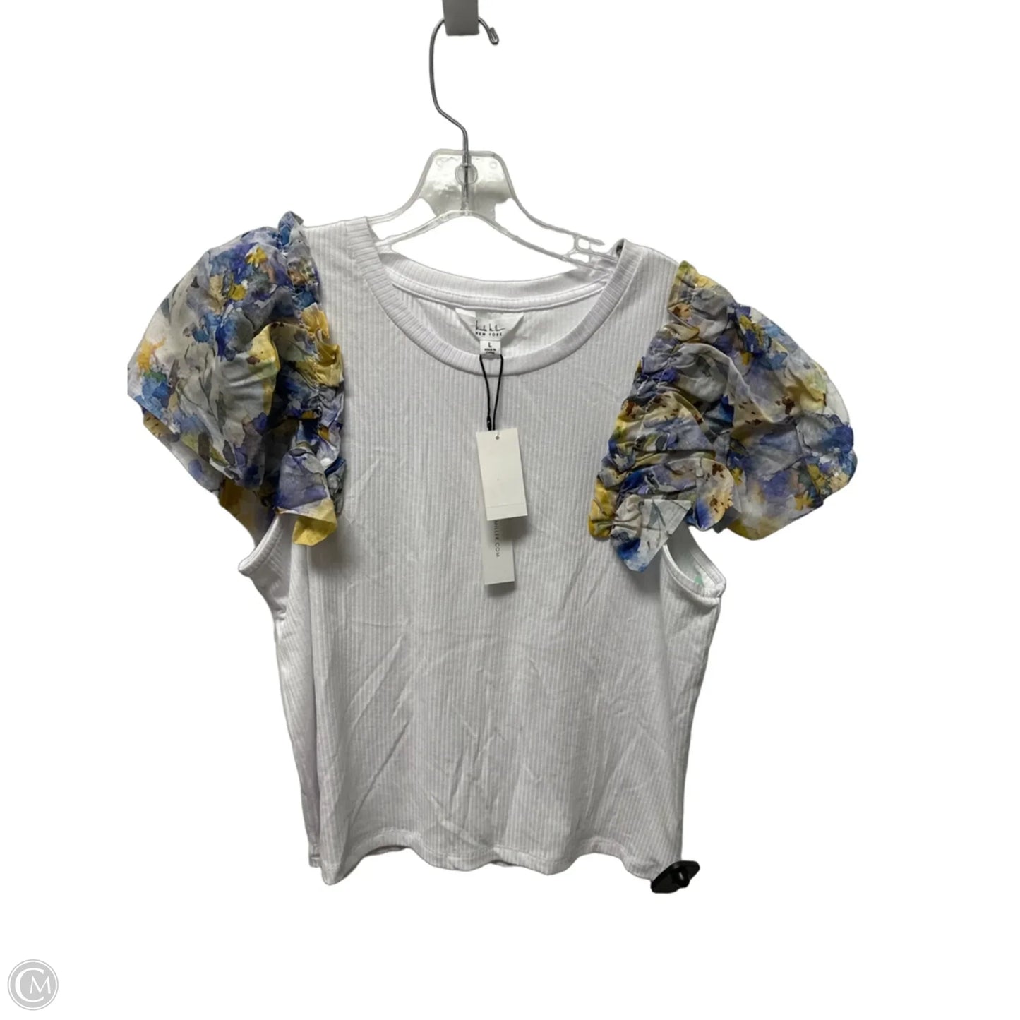Top Short Sleeve By Nicole Miller In White, Size: L