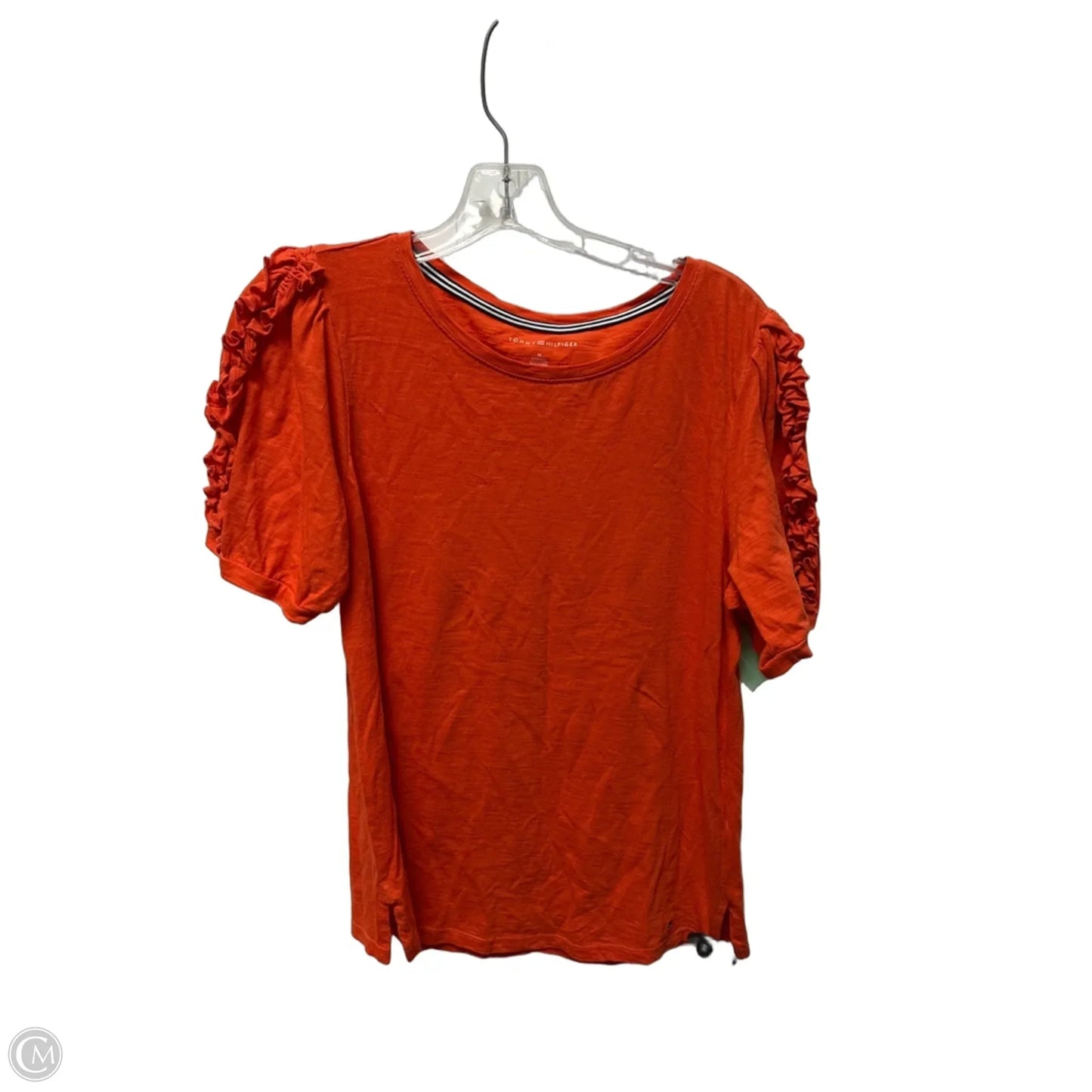 Top Short Sleeve By Tommy Hilfiger In Orange, Size: M