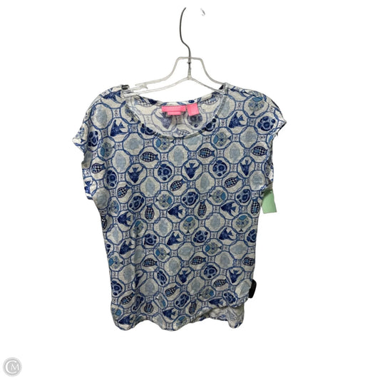 Top Sleeveless By Isaac Mizrahi In Blue & White, Size: L