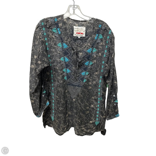 Top Long Sleeve By Johnny Was In Grey & Tan, Size: S