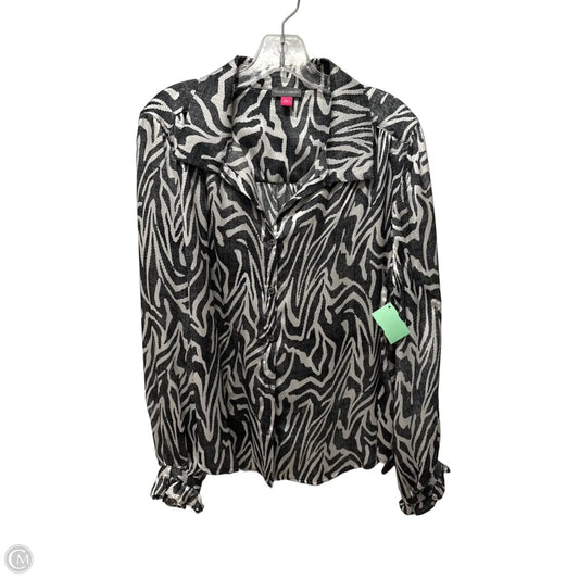 Top Long Sleeve By Vince Camuto In Black & White, Size: L