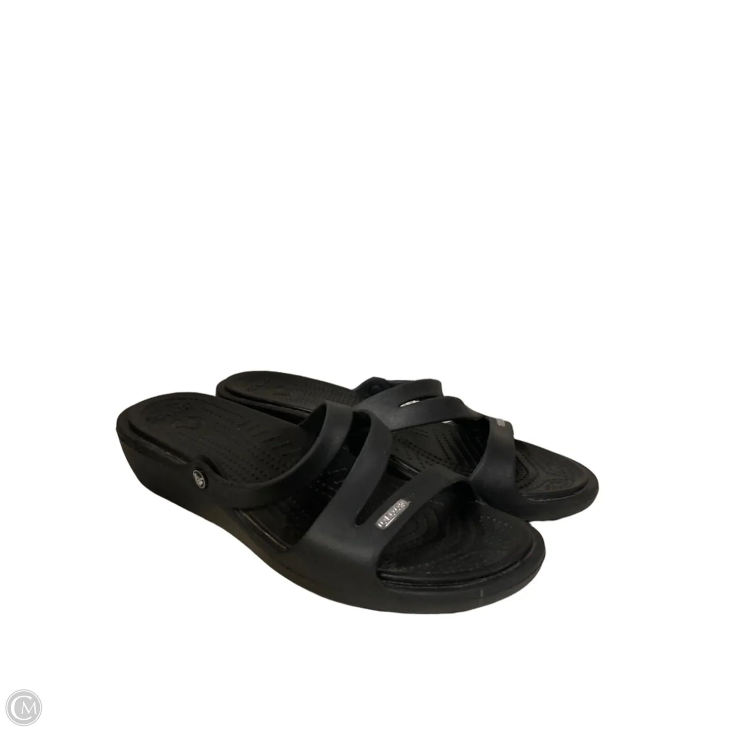 Sandals Flats By Crocs In Black, Size: 11
