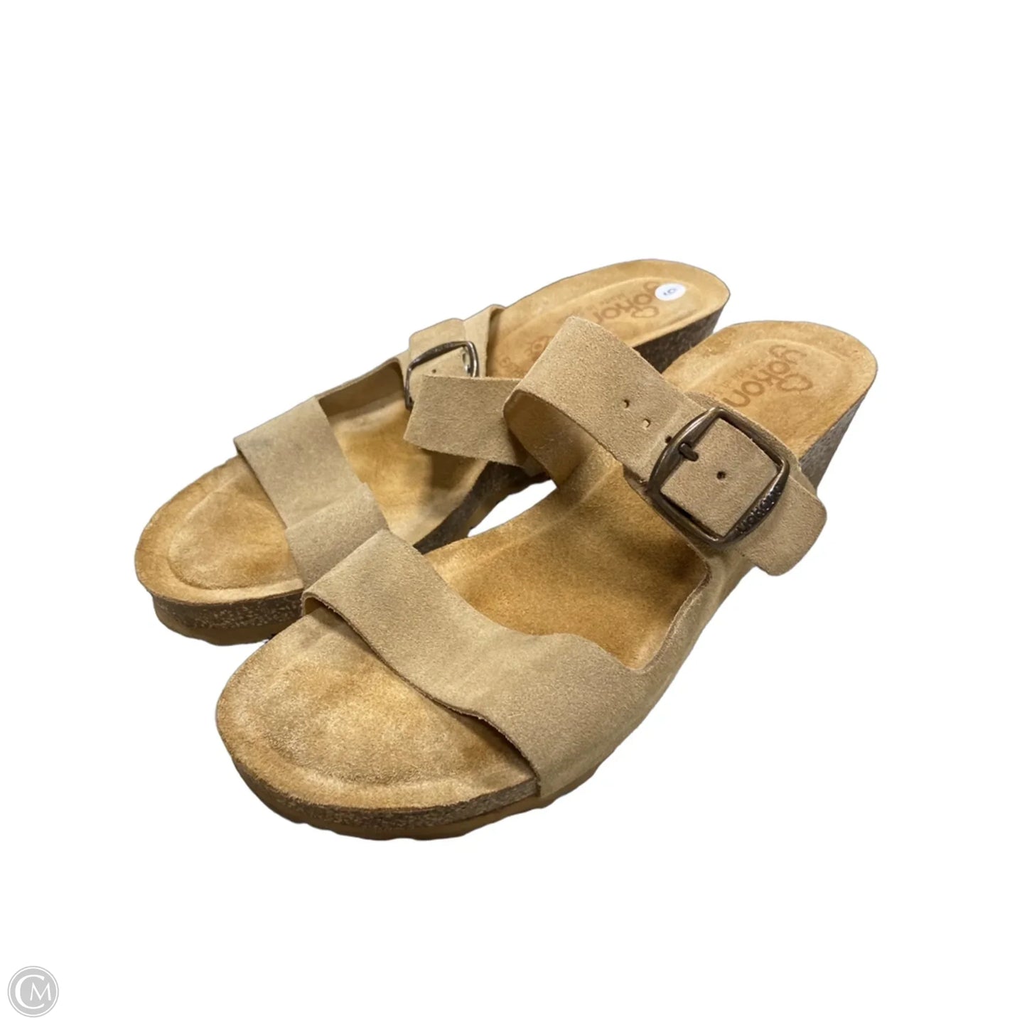 Sandals Heels Wedge By Clothes Mentor In Tan, Size: 9