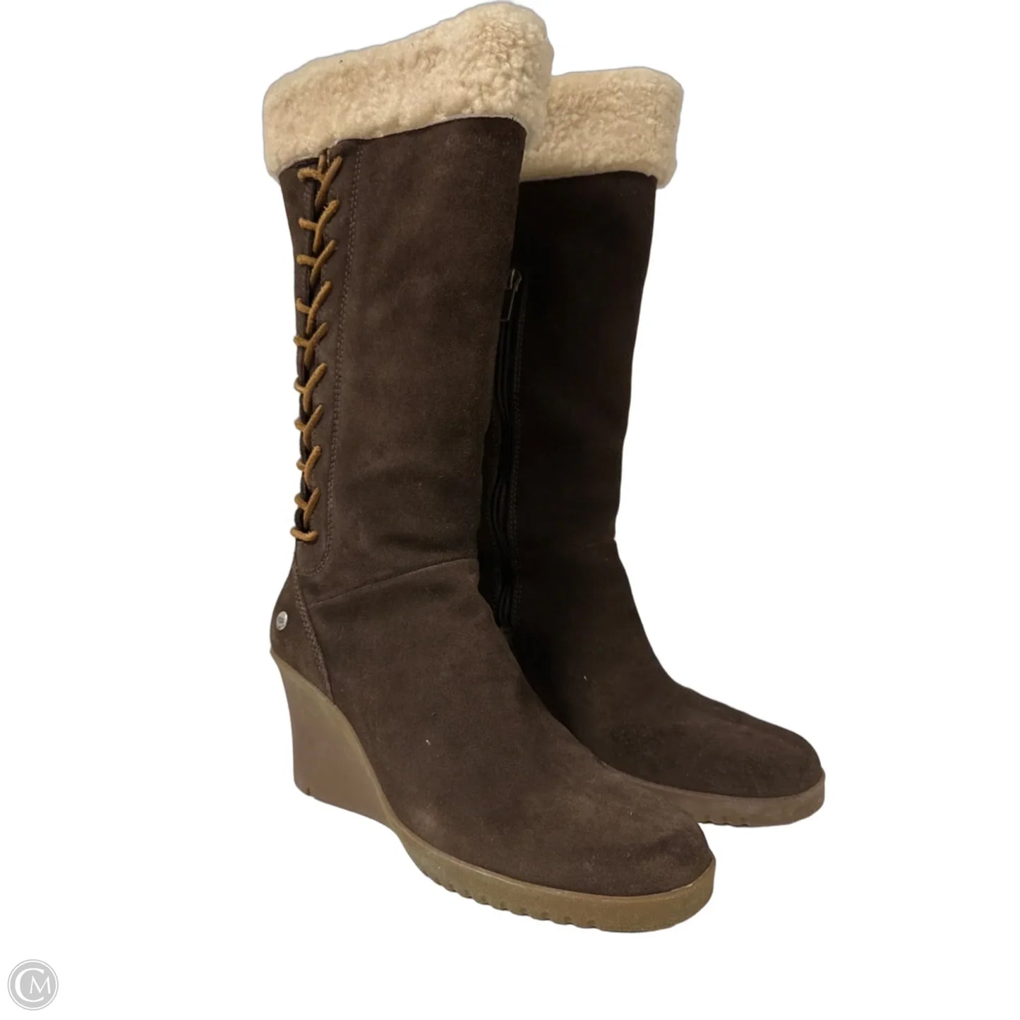 Boots Designer By Ugg In Brown, Size: 9