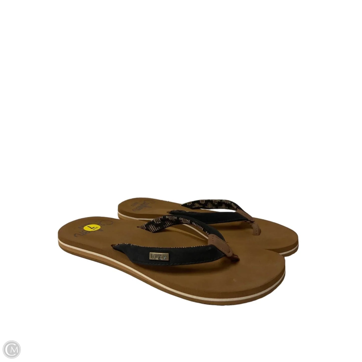 Sandals Flip Flops By Reef In Black & Brown, Size: 7