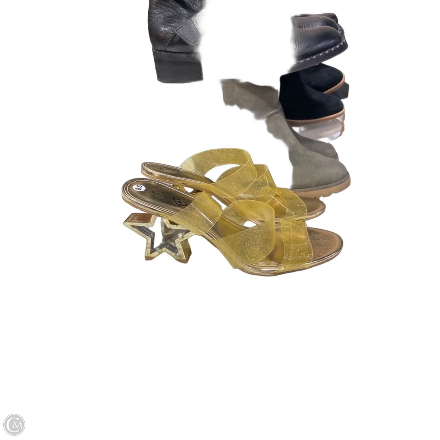 Sandals Heels Block By Katy Perry In Gold, Size: 8.5