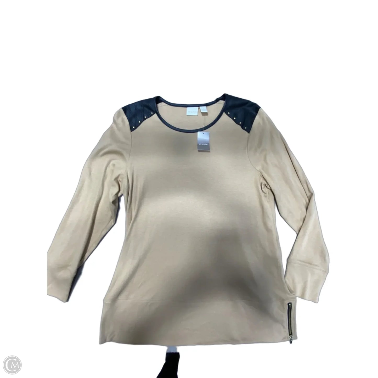 Top Long Sleeve By Chicos In Tan, Size: Xl