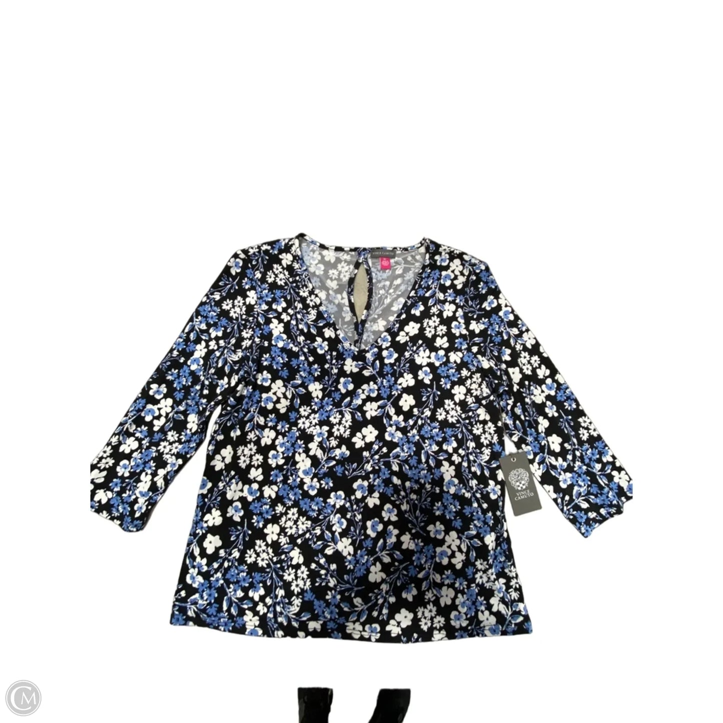 Top 3/4 Sleeve By Vince Camuto In Floral Print, Size: Lp