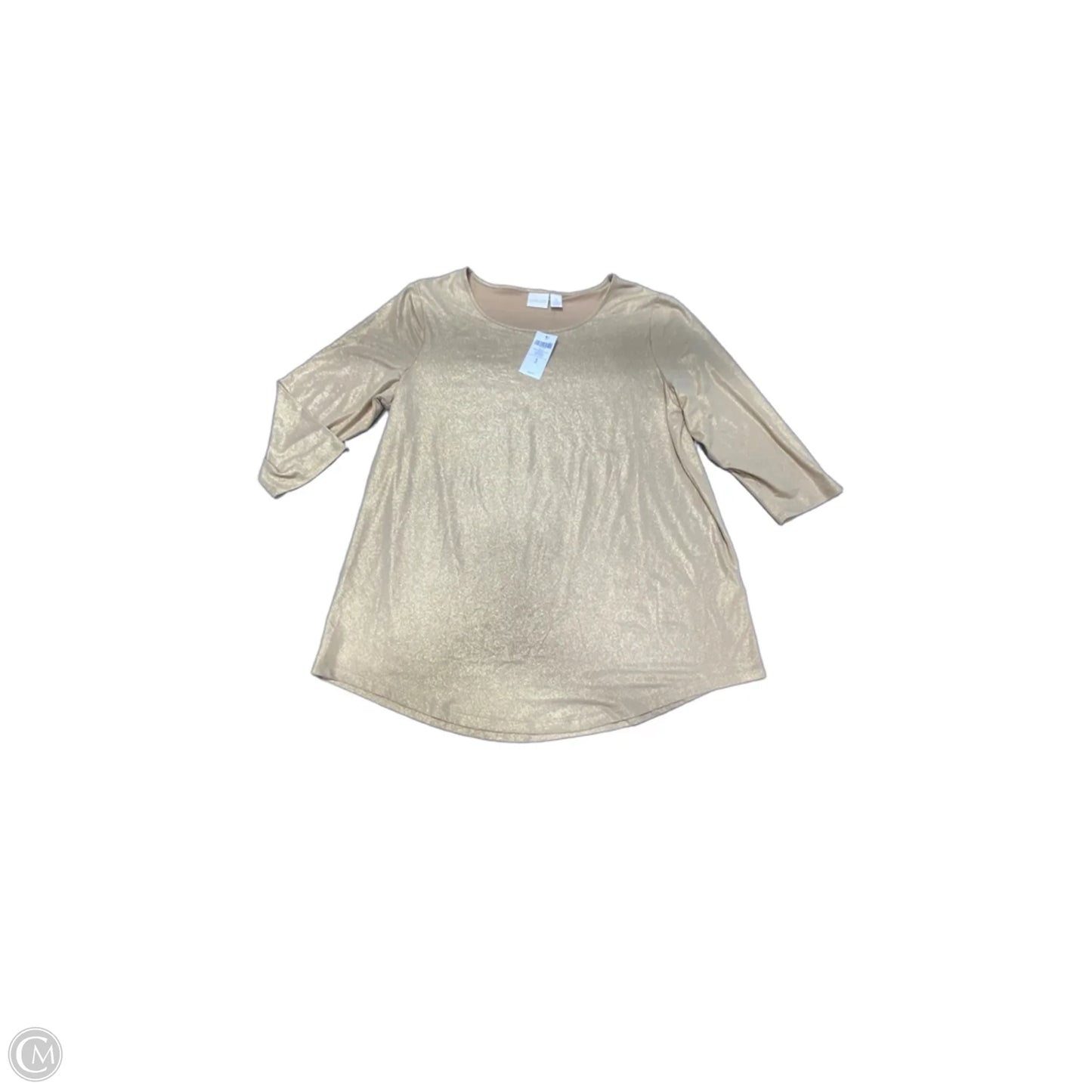 Top 3/4 Sleeve By Chicos In Gold, Size: Xl