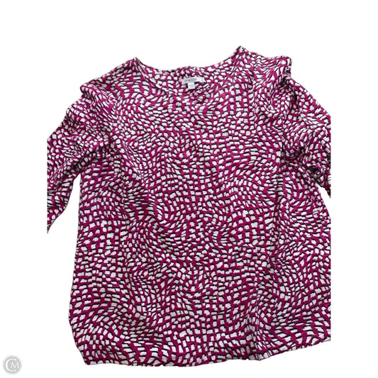 Top 3/4 Sleeve By Chicos In Pink & White, Size: Xl