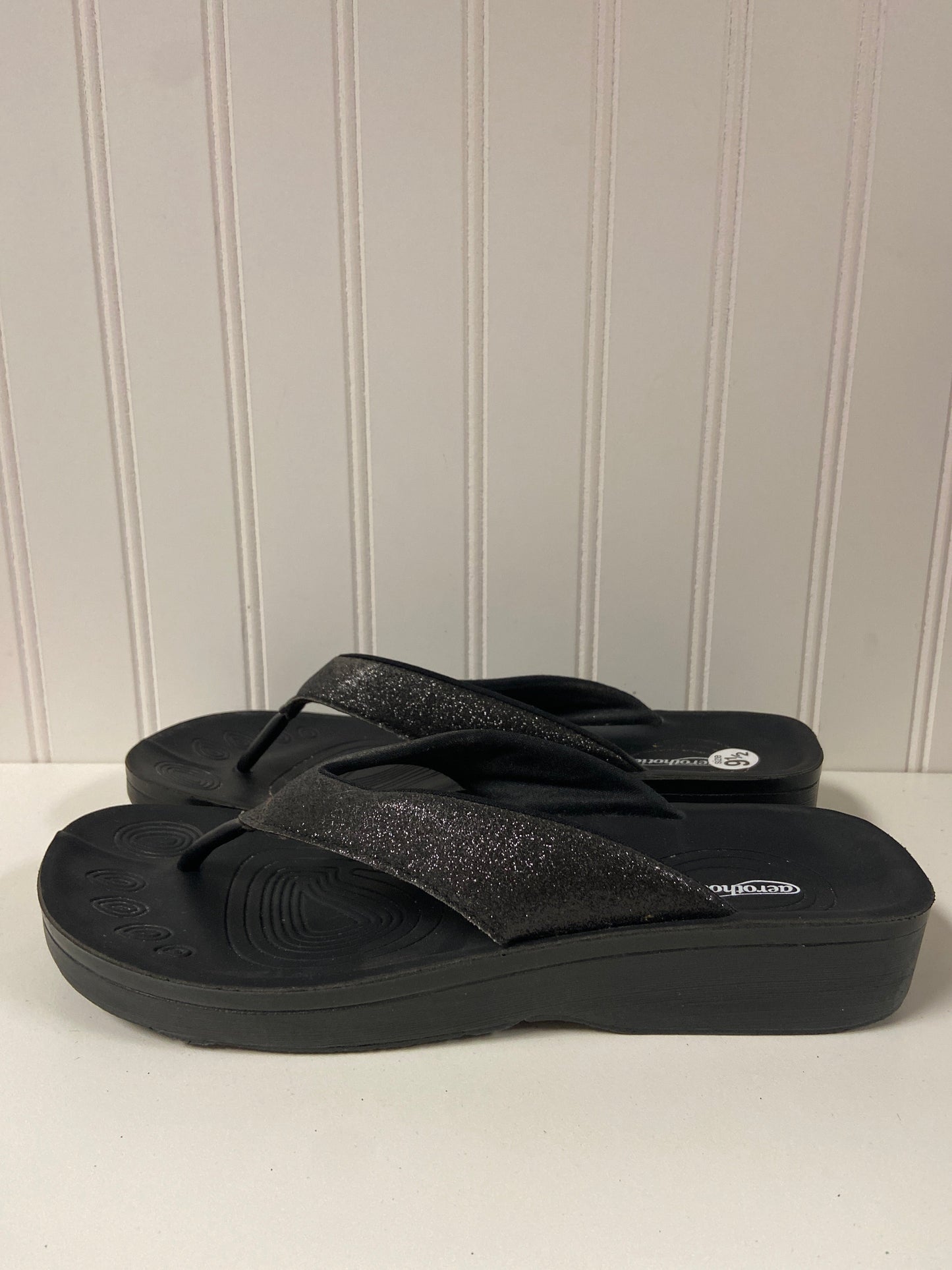 Black Sandals Heels Wedge Clothes Mentor, Size 9.5