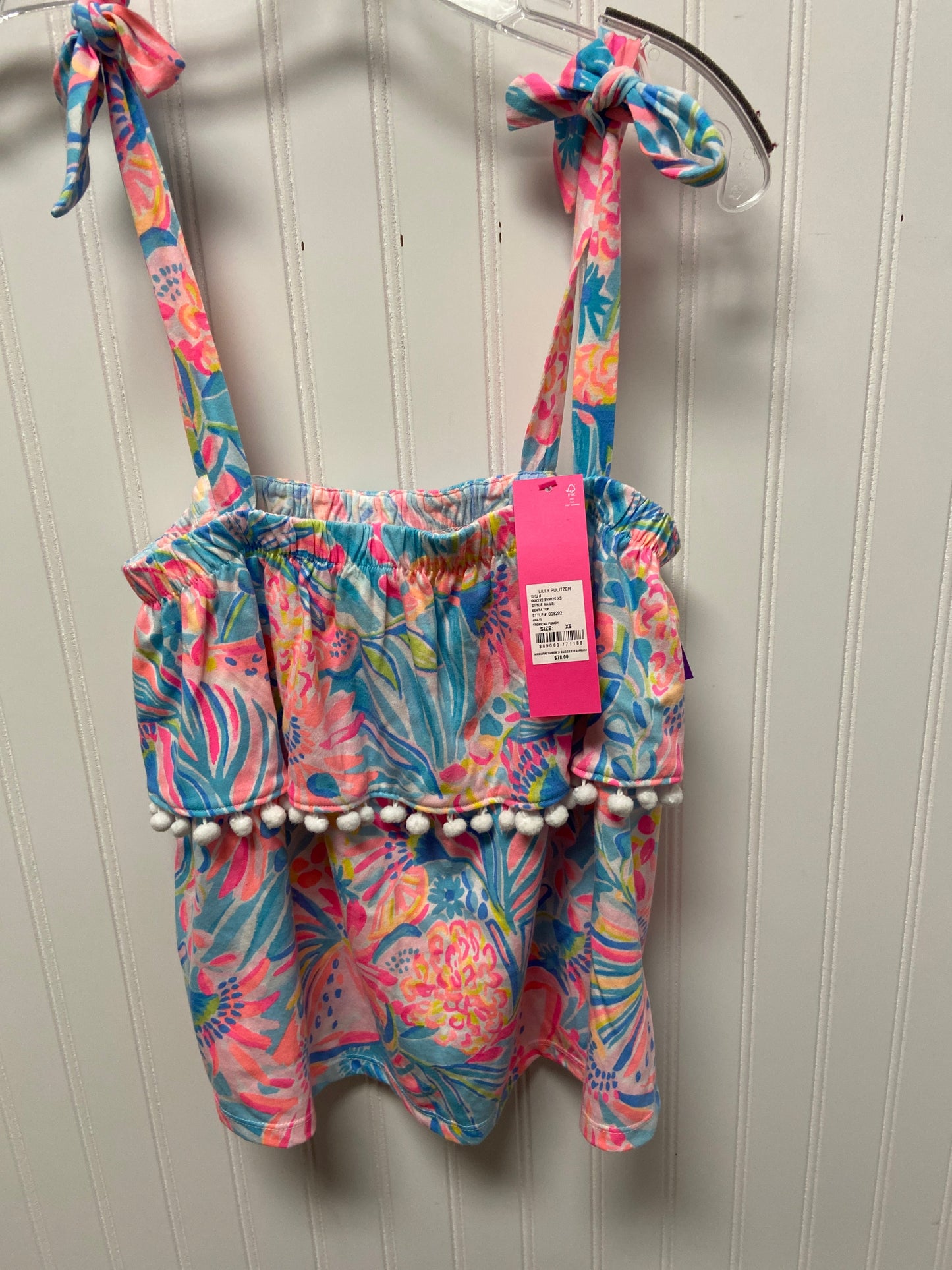 Blue Top Sleeveless Designer Lilly Pulitzer, Size Xs