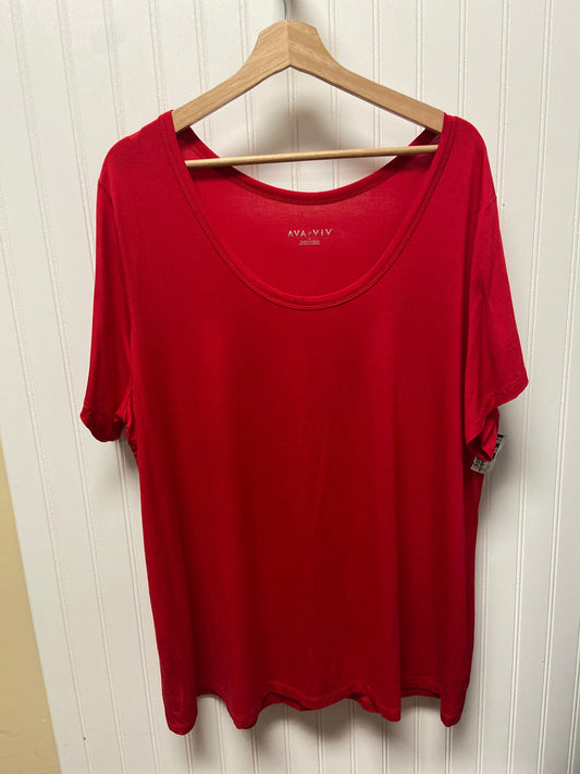 Red Top Short Sleeve Basic Ava & Viv, Size 2x