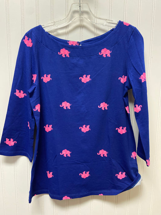 Navy Top Long Sleeve Designer Lilly Pulitzer, Size S