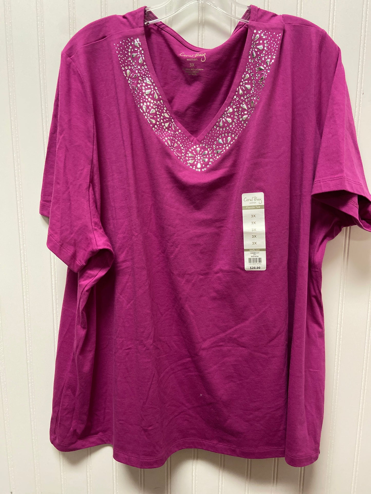 Purple Top Short Sleeve Coral Bay, Size 3x