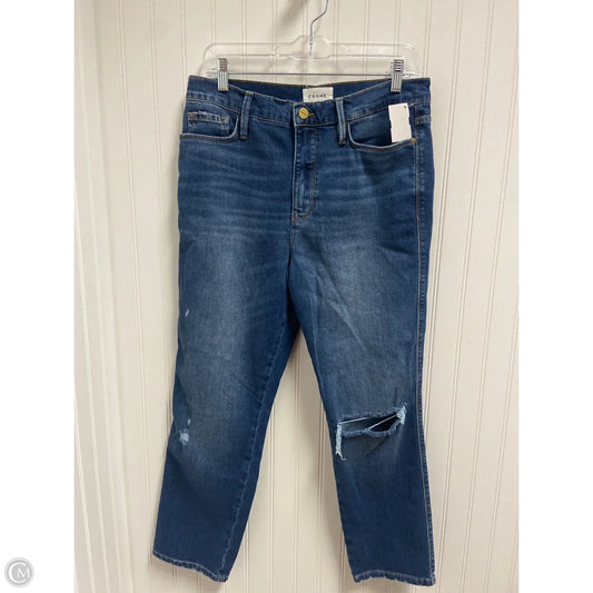 Jeans Skinny By Frame In Blue Denim, Size: 8