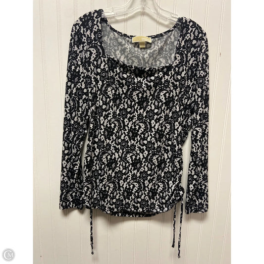 Top Long Sleeve By Michael By Michael Kors In Black & White, Size: L